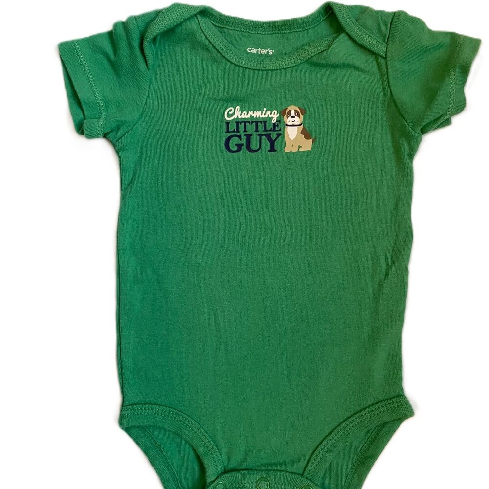 🐶 Puppy Outfit Set 6M Carter's Green Navy Baby Boy - Picture 4 of 11